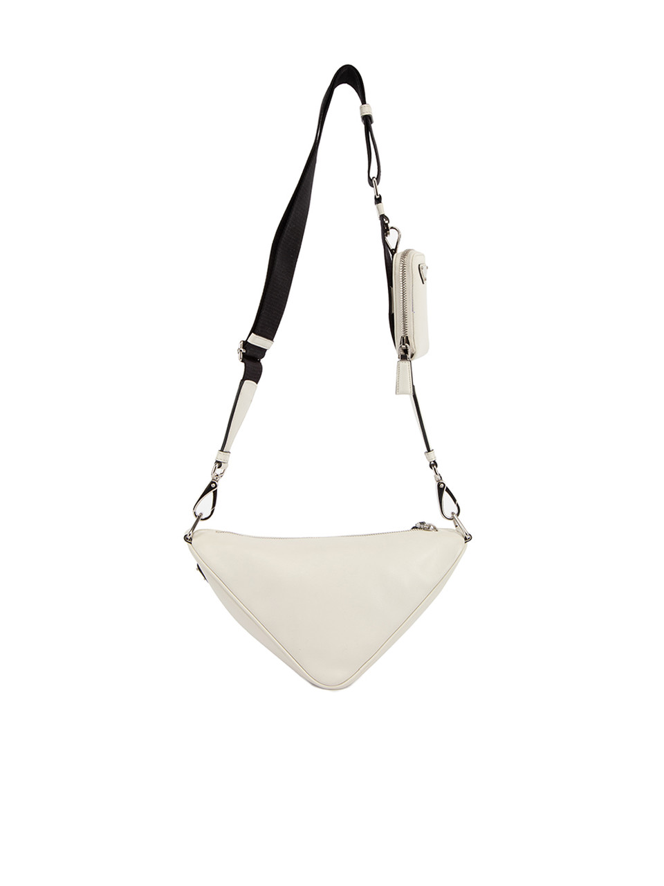 Prada White Leather Triangle Shoulder Bag