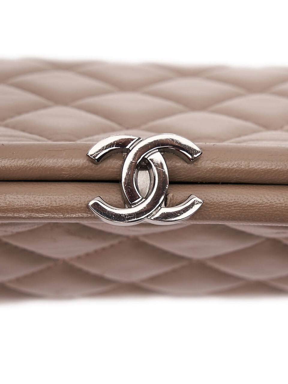 Chanel Mademoiselle Quilted Caviar Timeless Clutch Grey