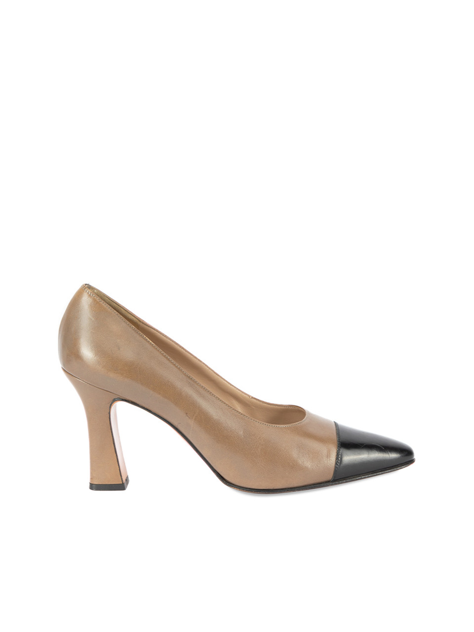 Salvatore Ferragamo Brown Leather Pointed Toe Cap Pumps