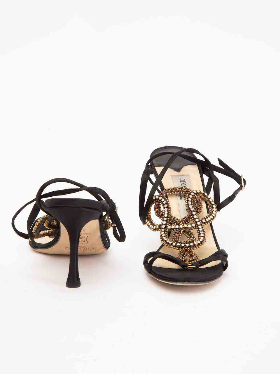 Jimmy Choo Black Gemstones Embellished Sandals