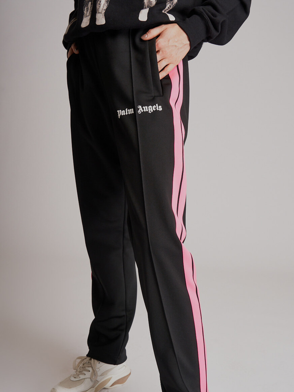 Women Palm Angels Slim-Fit Logo-Print Striped Tech-Jersey Sweatpants - Black Size M UK 10 US 6