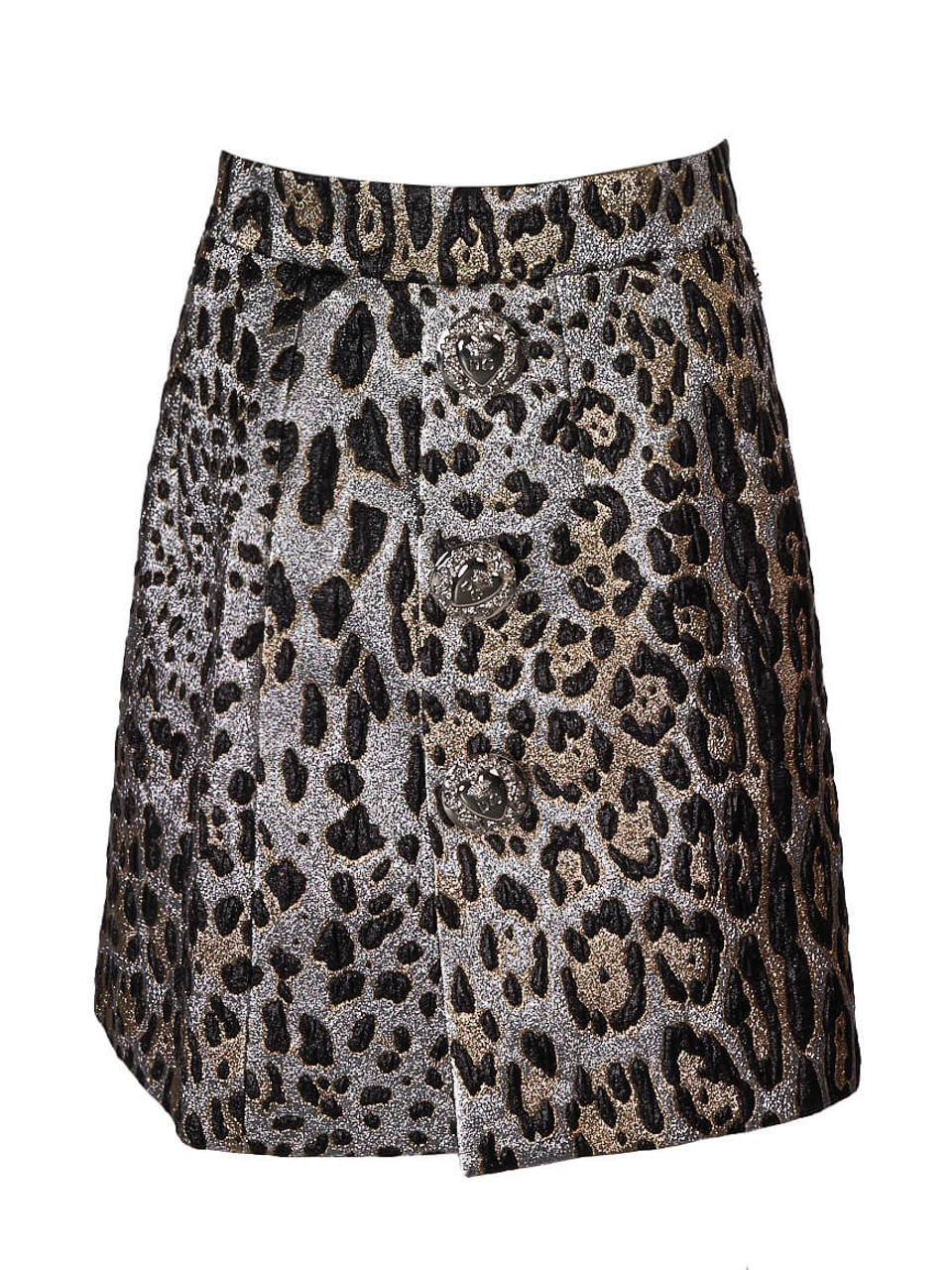 Women Dolce & Gabbana Leopard Mini Skirt - Silver Size S UK 8 US 4 IT 42