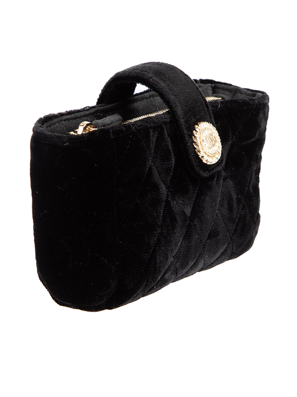 Chanel Black Velvet Quilted Coin Purse