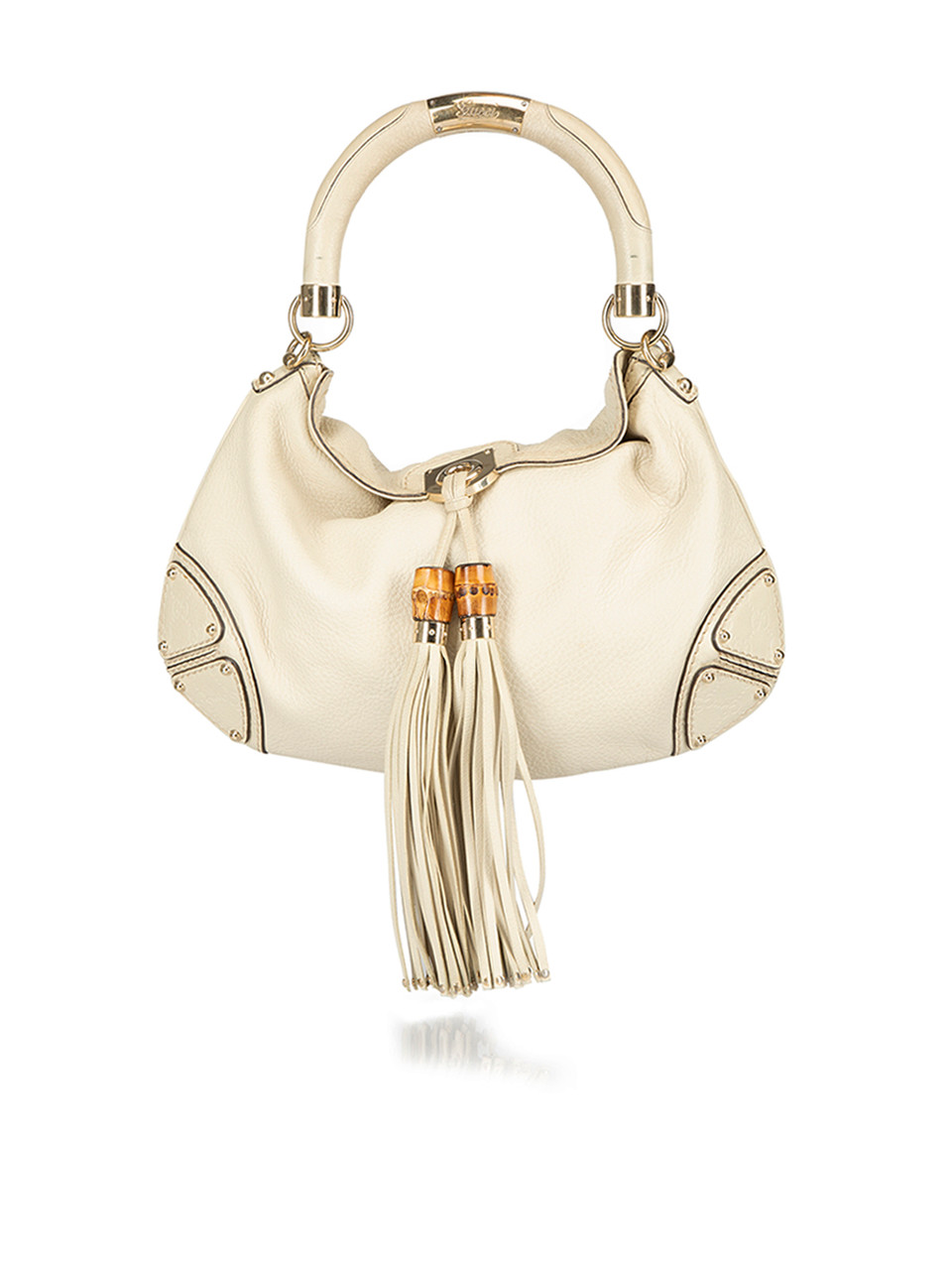 Cream Bamboo Tassel Handbag