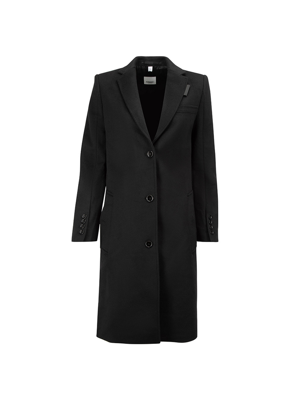 Burberry Black Wool Single Breasted Long Coat