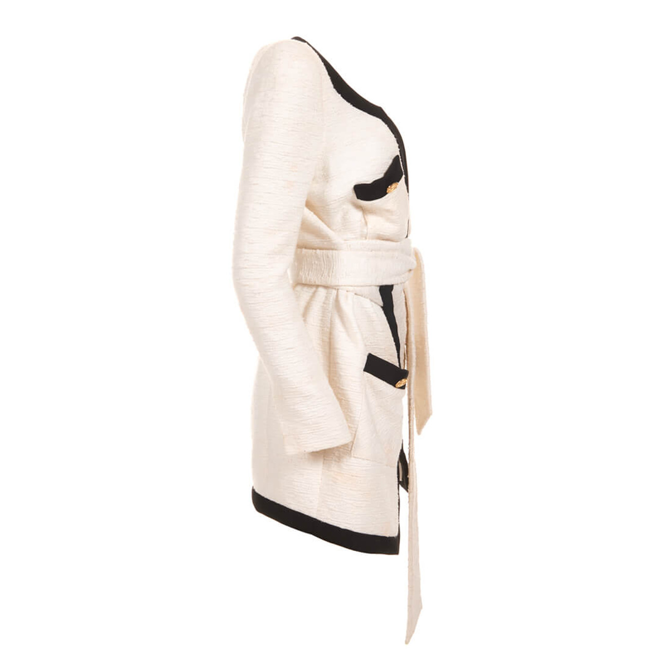 Alexandre Vauthier White Cotton Tweed Belted Blazer Mini Dress
