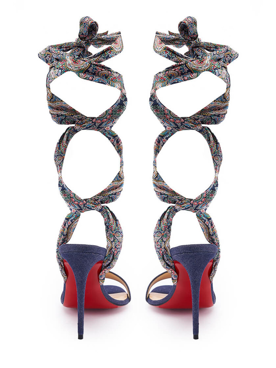 Women Christian Louboutin Sandale Du Desert Printed Sandal Heels - Multicolour Size UK 6 US 9 EU 39