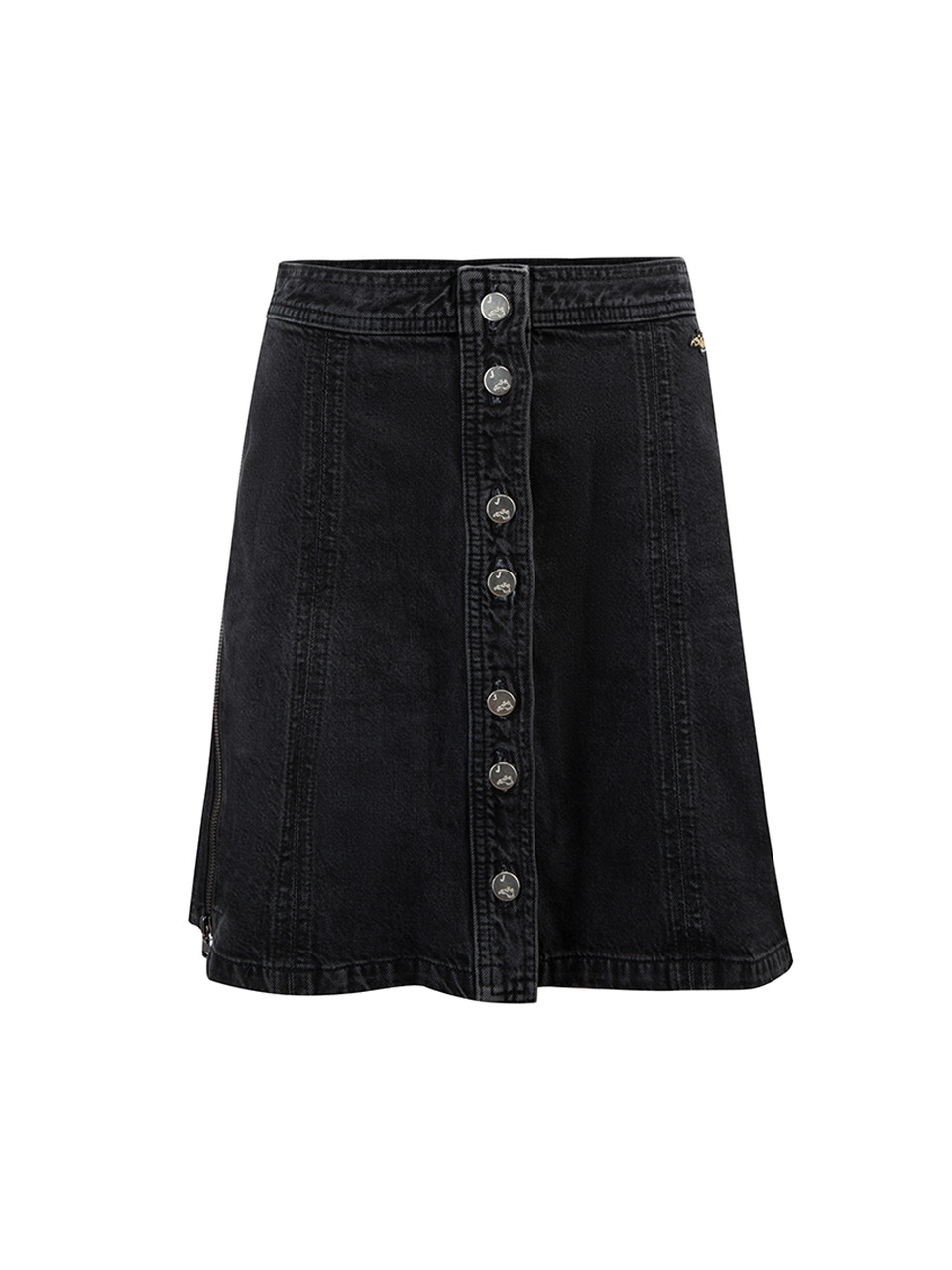 J Brand x Bella Freud Anthracite Denim Button Up Mini Skirt