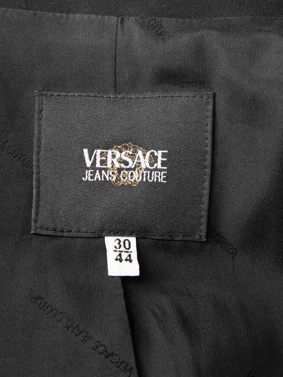 Versace Black Hidden Button Fitted Blazer Jacket