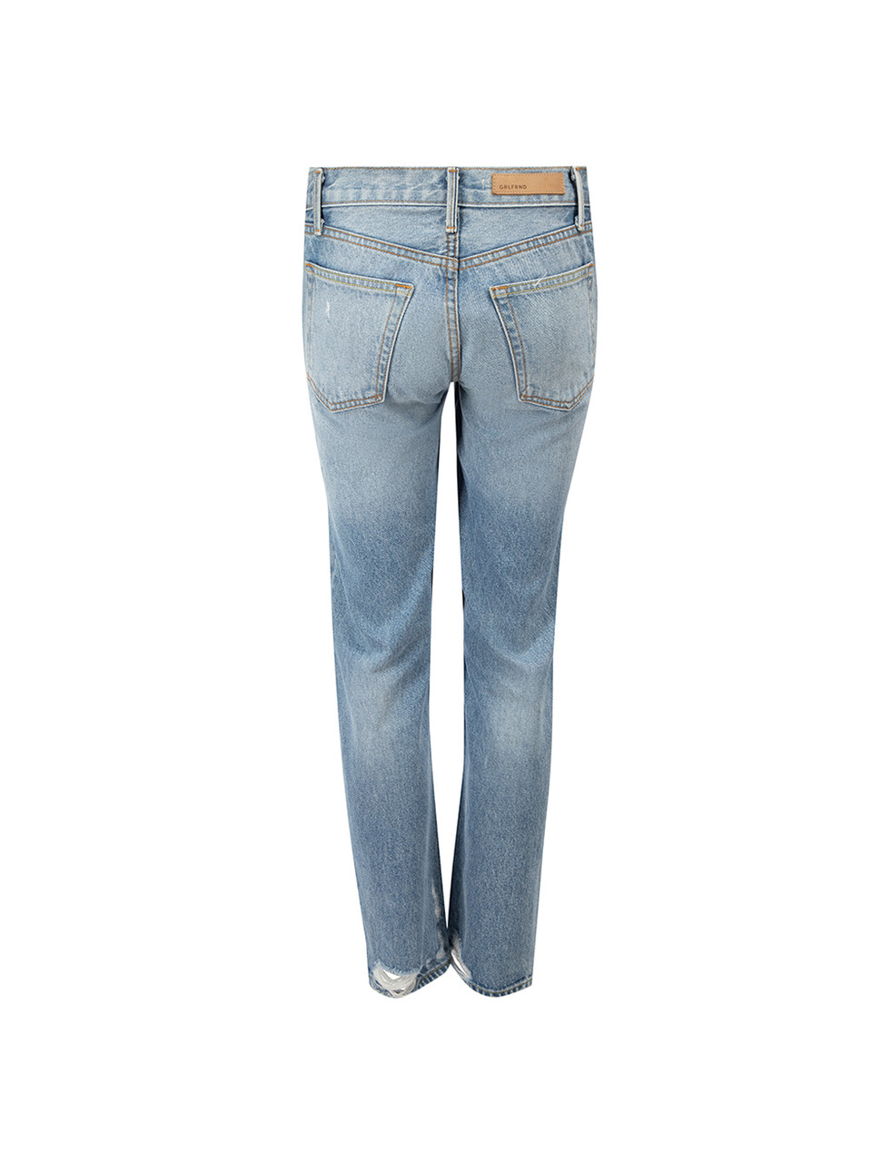 GRLFRND Blue Denim Distressed Straight Jeans