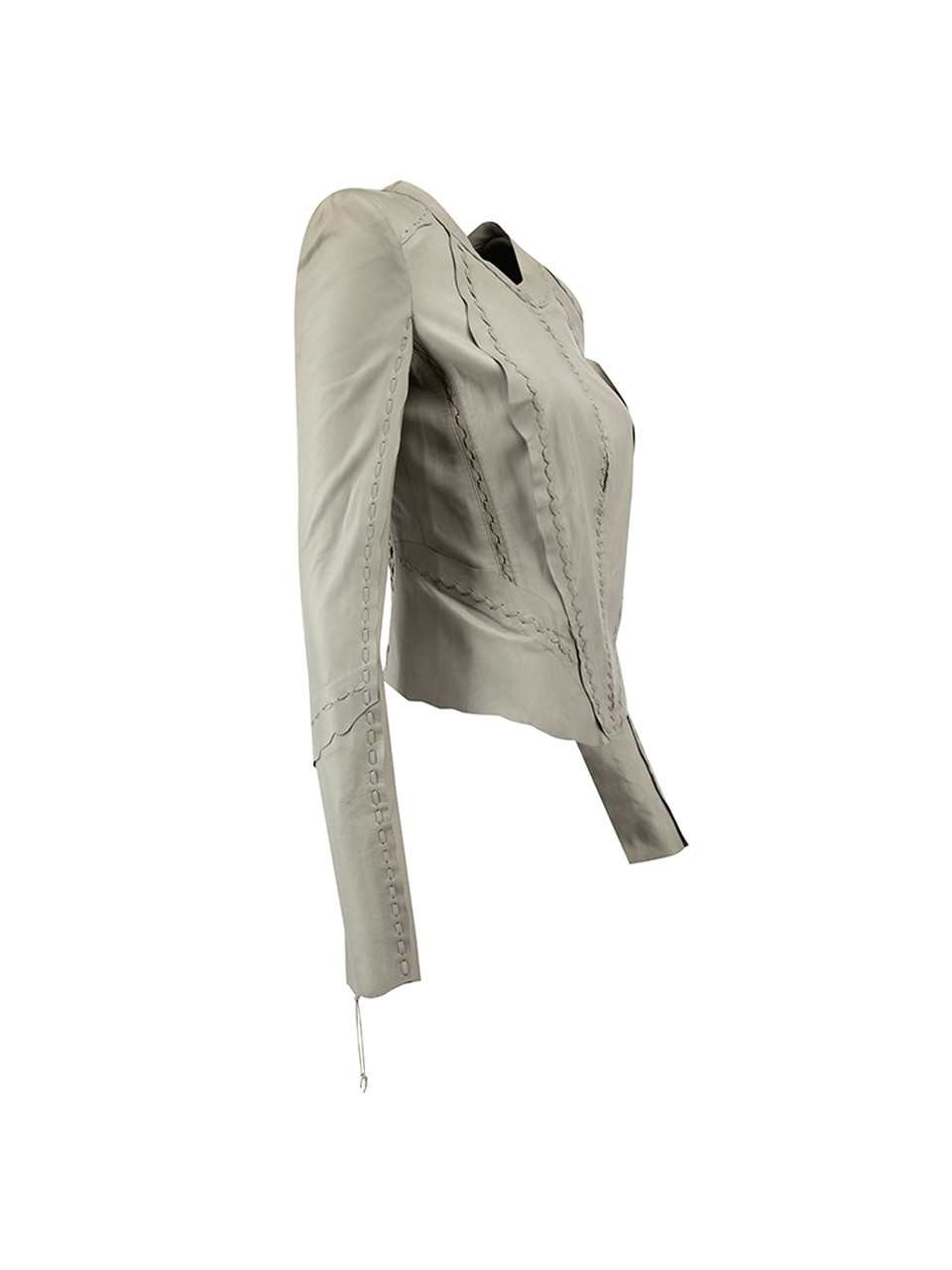 Roberto Cavalli Grey Leather Weave Accent Jacket