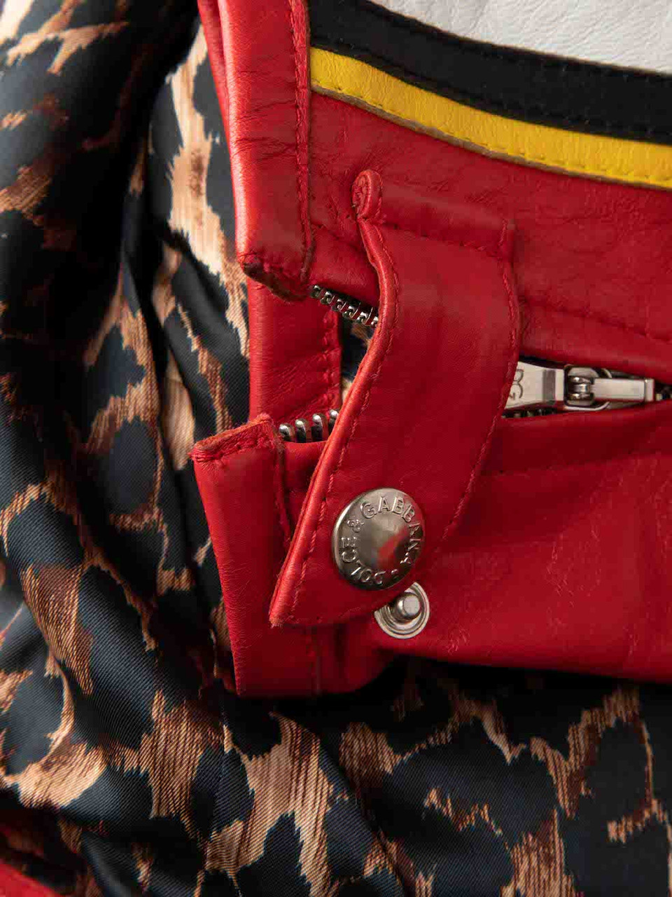 Dolce & Gabbana Red Spring 2001 Runway Leather Cropped Biker Jacket