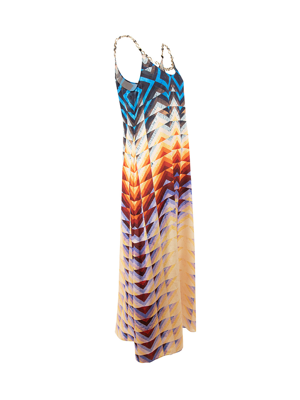 Paco Rabanne Geometric Print Chain Strap Maxi Dress