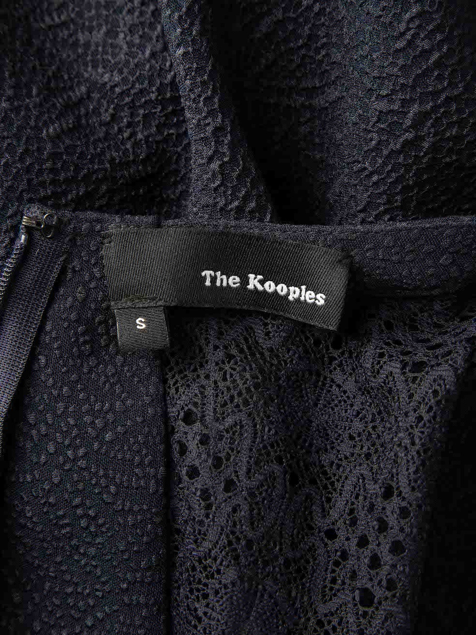 The Kooples Navy Lace Panelled Textured Mini Dress