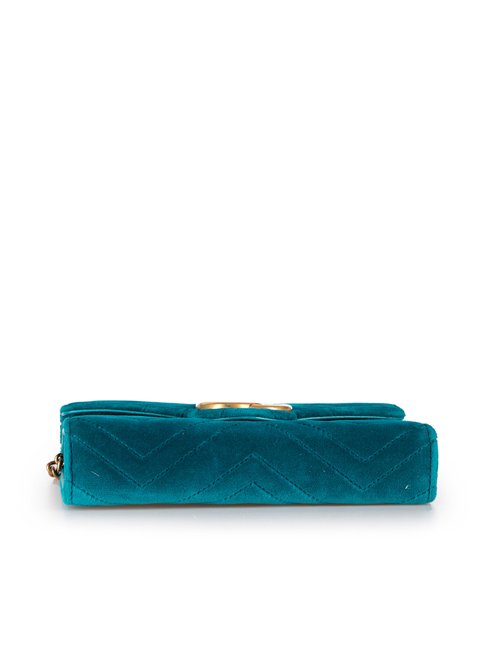 Gucci Turquoise Velvet GG Marmont Wallet On Chain Bag