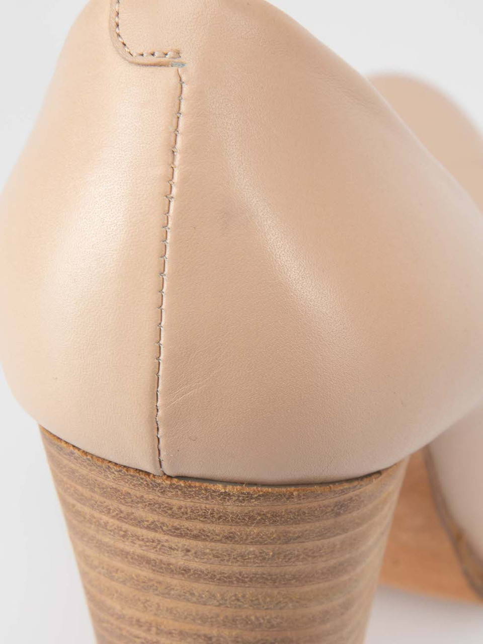 Céline Nude Leather Stacked Heels
