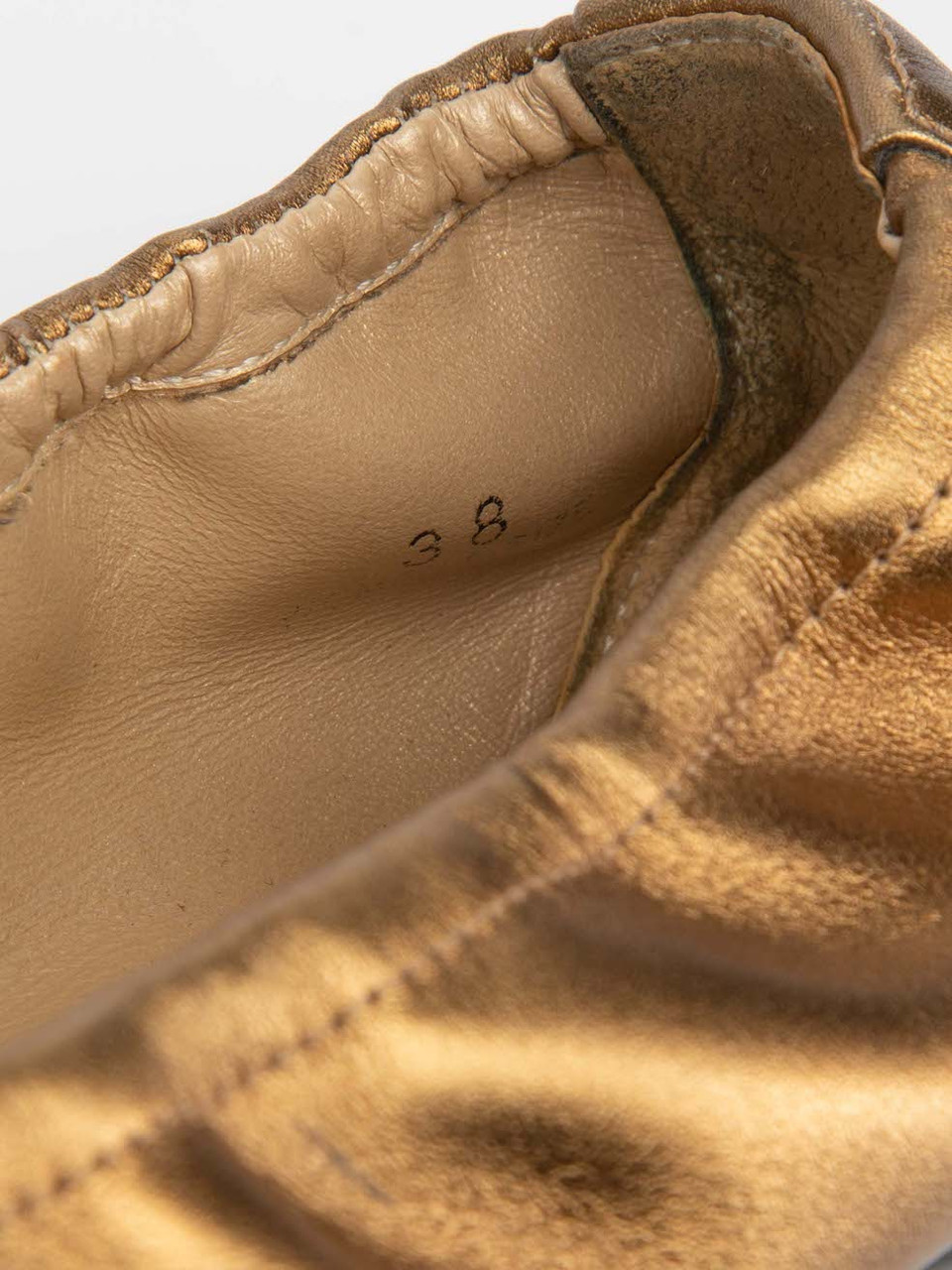 Hogan Gold Leather Oversized Embellishment Ballet Flats