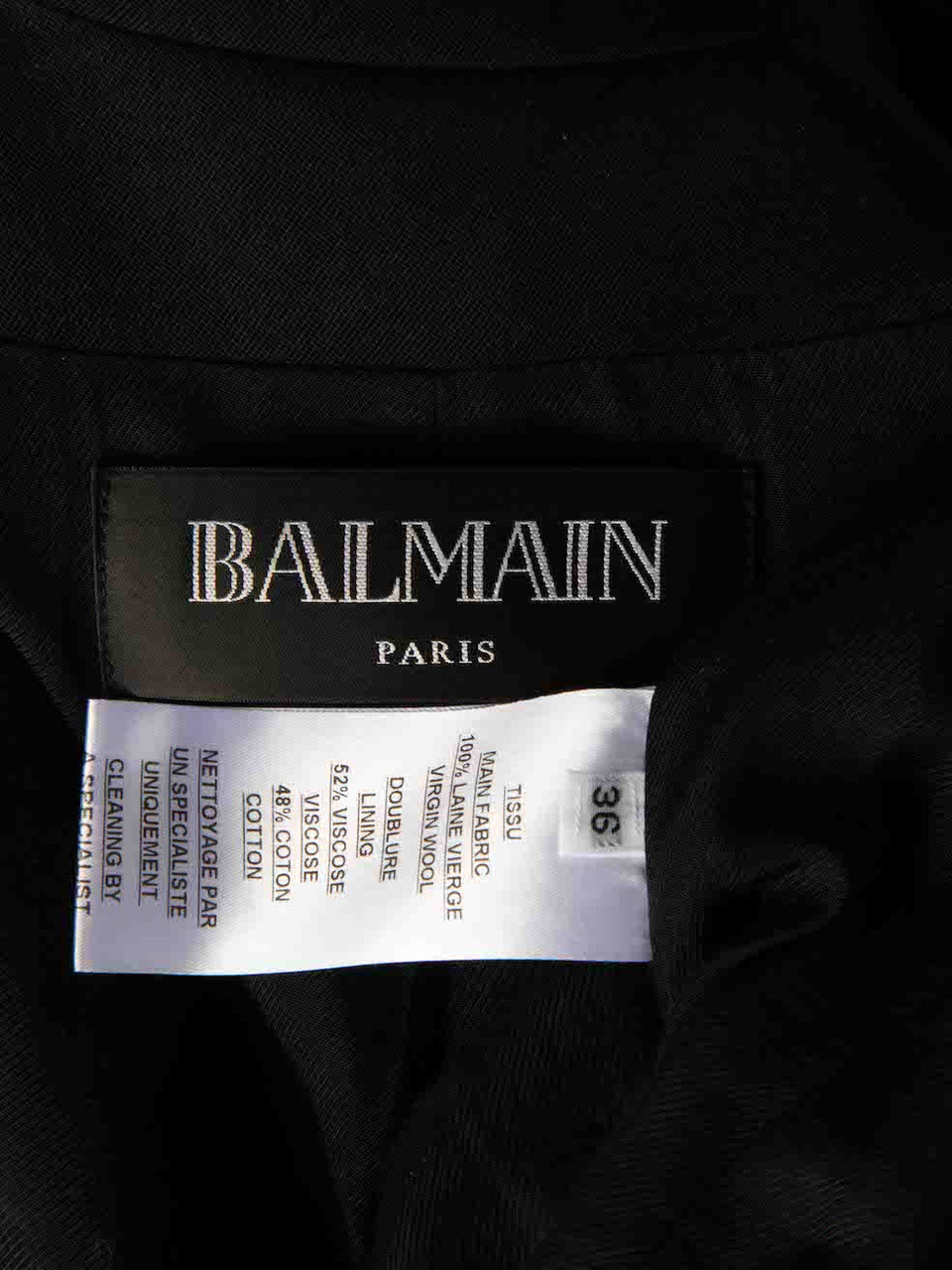 Balmain Black Wool Single Button Blazer