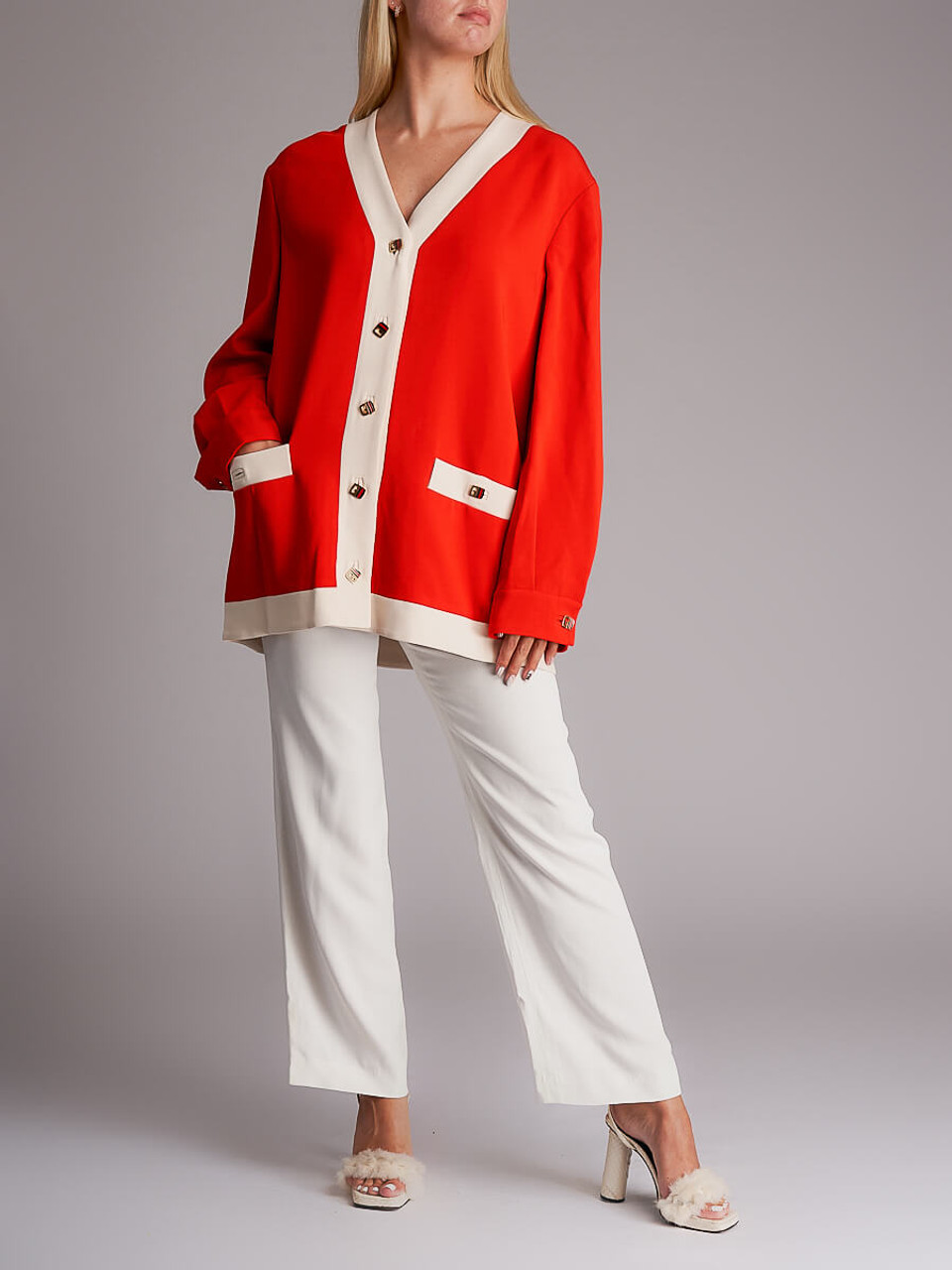 Gucci Red Contrast Detail Cardigan