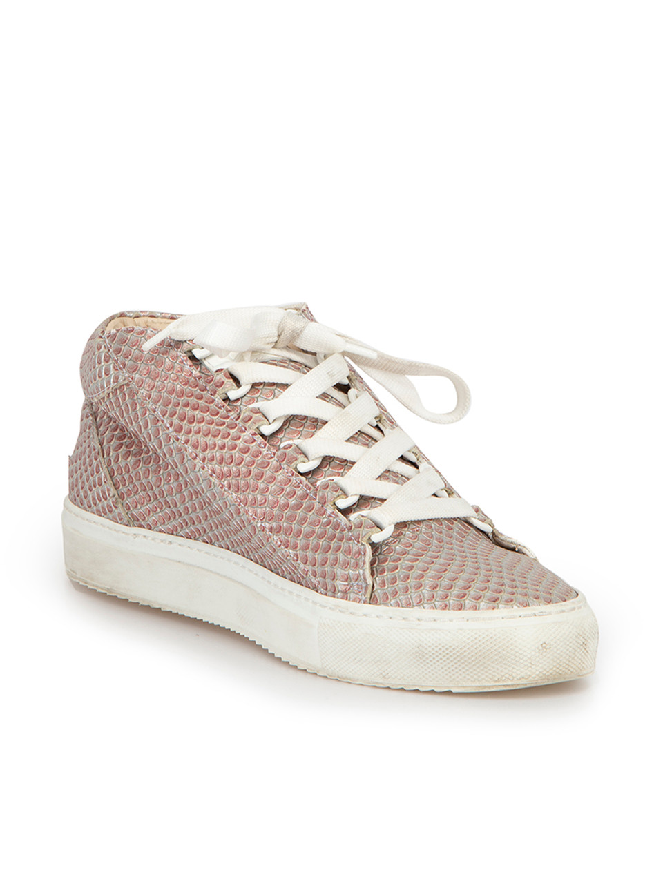 Crafted Society Pink Leather Snakeskin Glitter Trainer