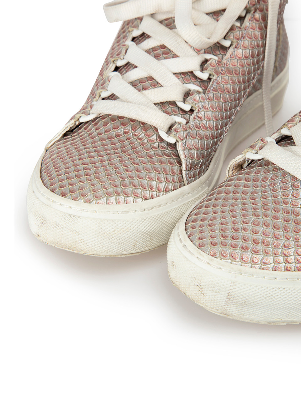 Crafted Society Pink Leather Snakeskin Glitter Trainer