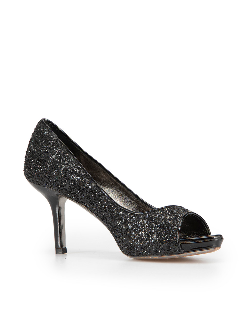 Miu Miu Black Glitter Open Toe Heels Miu Miu Black Glitter Open Toe Heels