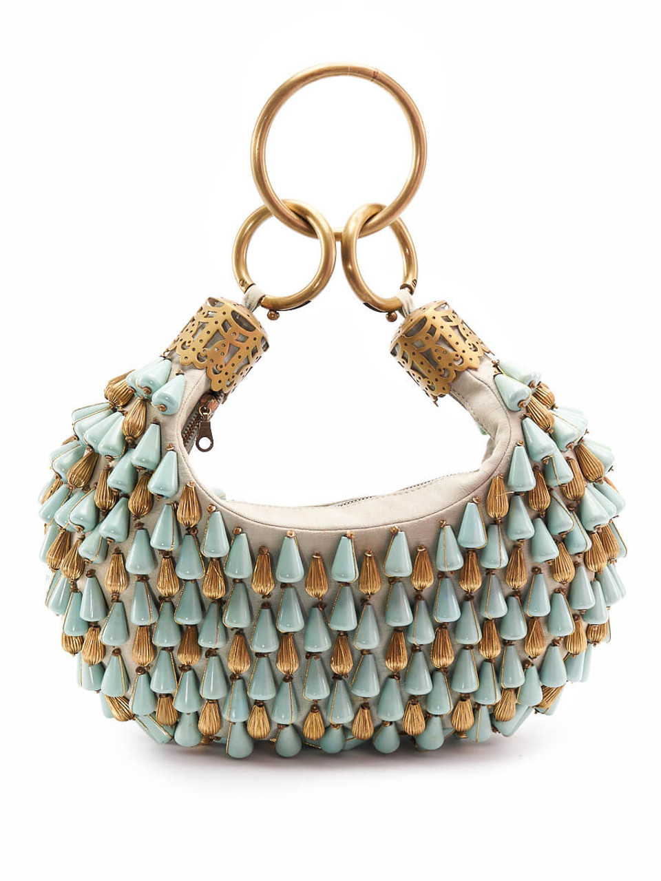 Women Chloe Vintage Handcrafted Moroccan Beaded Bracelet Bag With Gold Tone Hardware