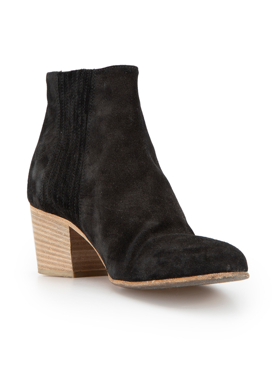 Vince Black Suede Block Heeled Ankle Boots