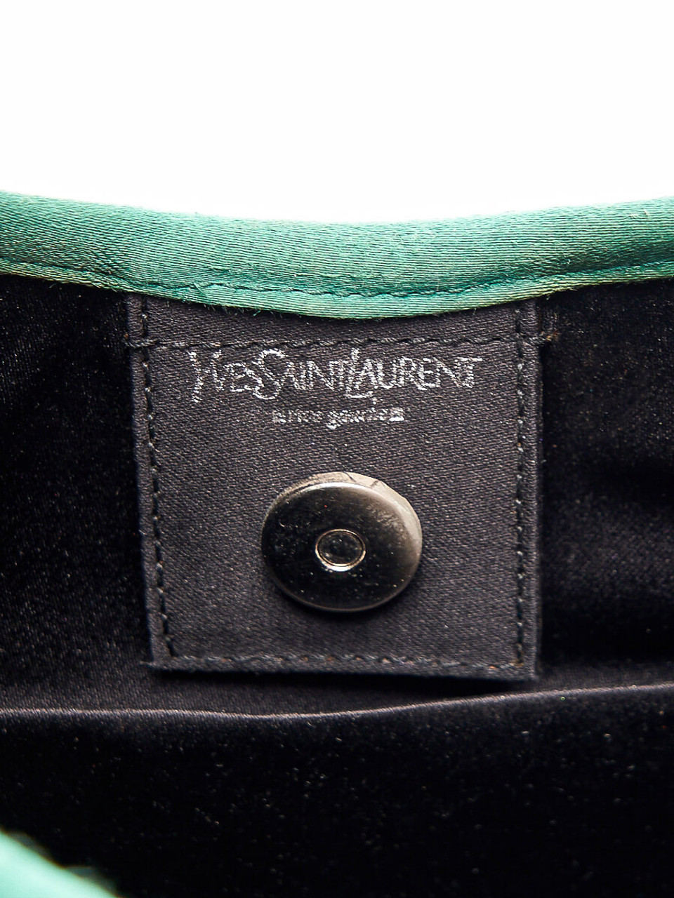 Yves Saint Laurent Vintage Small Green Satin Mombasa Hobo Bag
