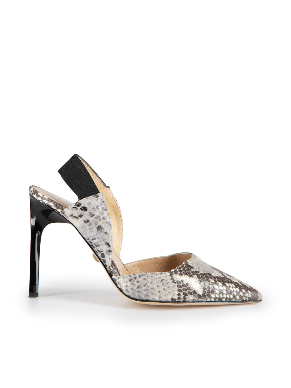 JIMMY CHOO Grey White Grey Snakeskin Prints Slingback Heels US 8/ EU 39 |  eBay