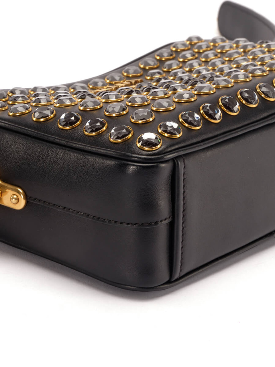 Prada Diagramme Studded Leather Camera Bag Black