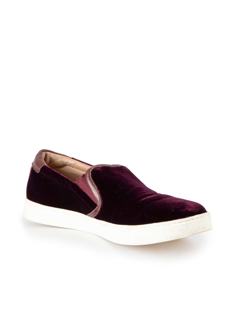 Gianvito Rossi Burgundy Velvet Slip-On Trainers