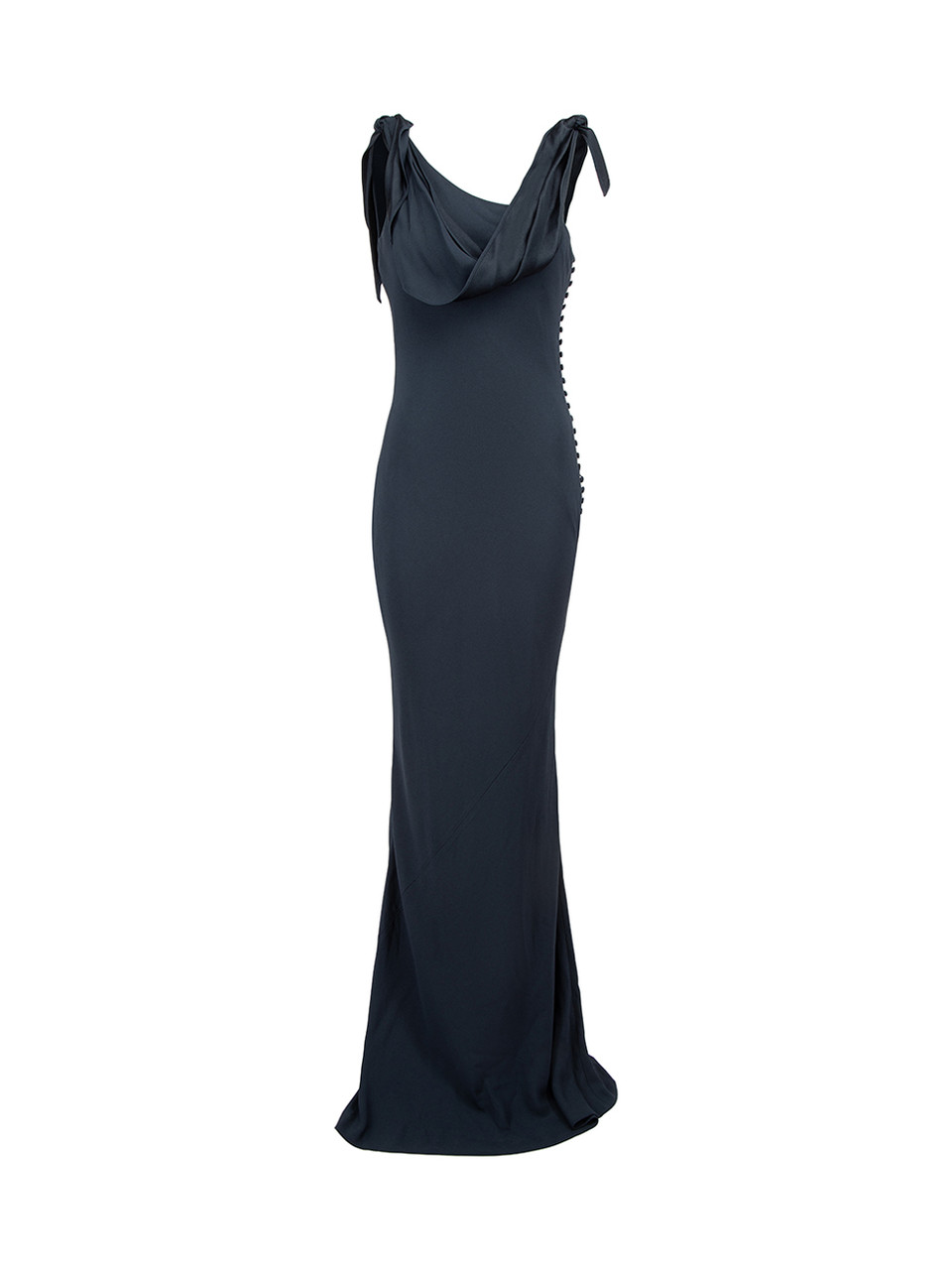Second Hand Dior Navy Cowl Neck Bias-Cut Evening Gown | CSD