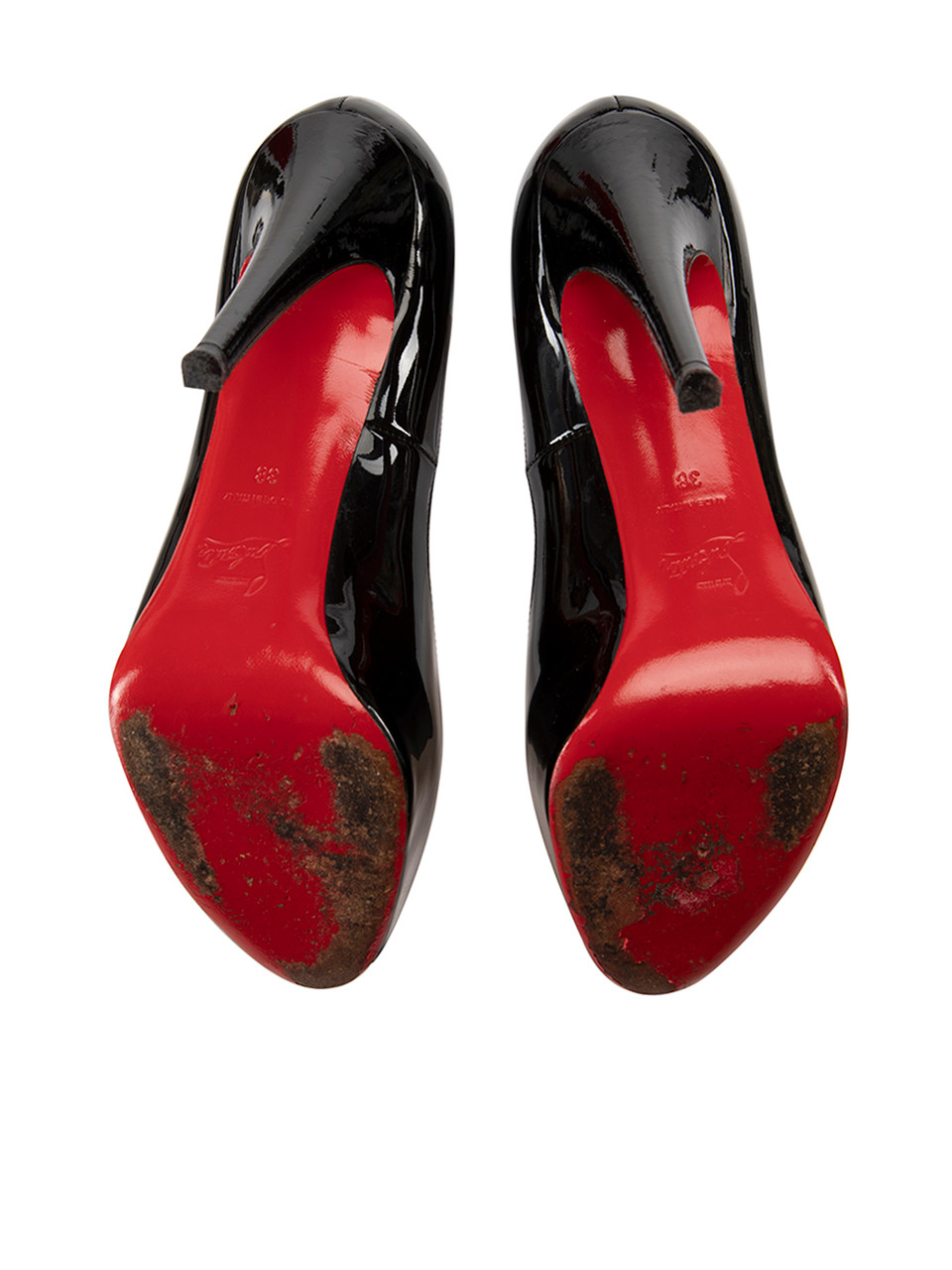 Christian Louboutin Black Patent Leather Very Prive 120 Platform Peep Toe Heels