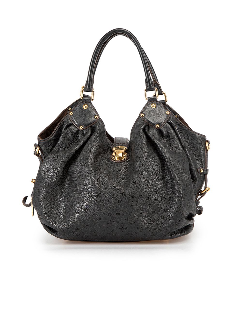 Louis Vuitton Mahina Leather Shoulder Bag in Black