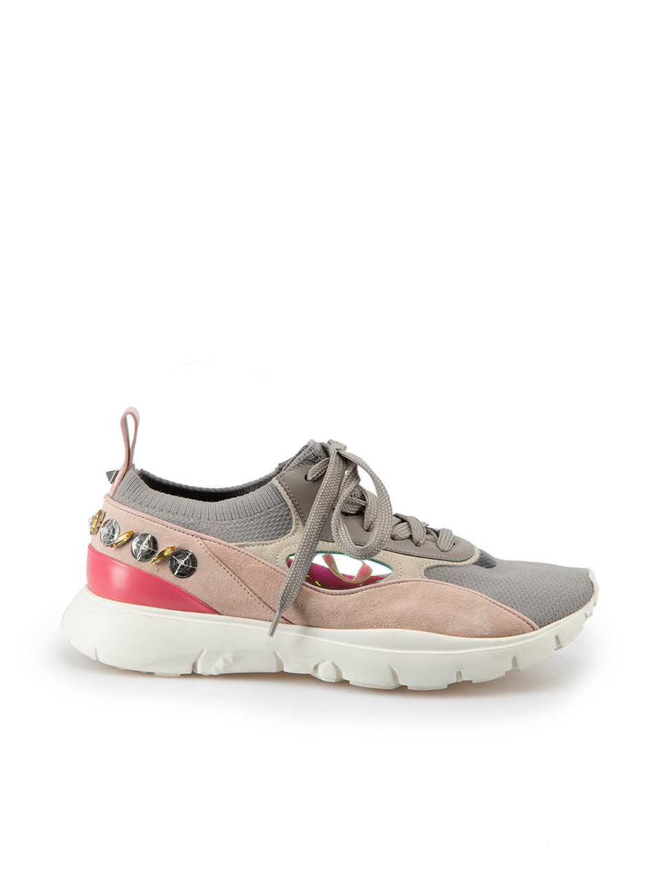 Valentino Garavani Grey Suede Panelled Heroes Trainers