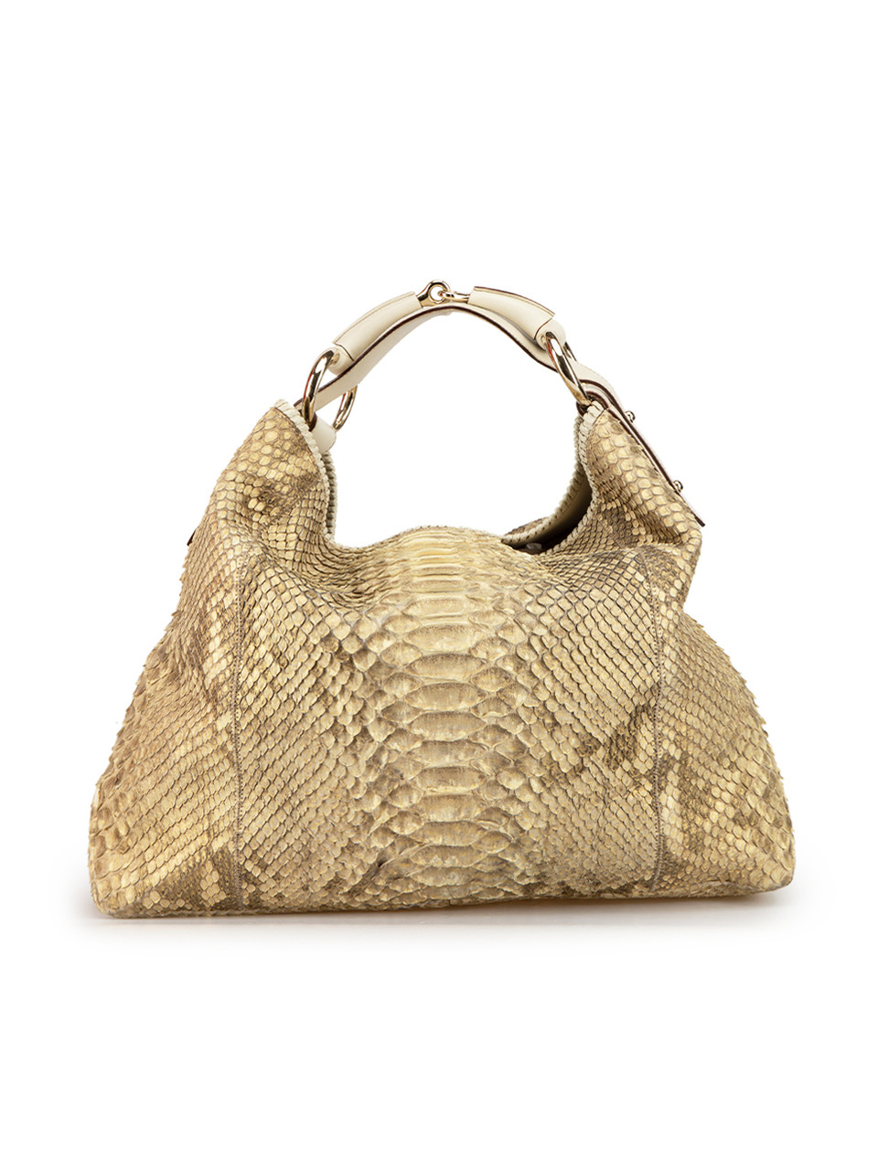 Used Gucci Vintage Gold Python Horsebit Hobo Bag CSD