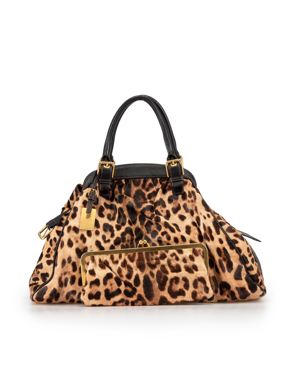 Dolce & Gabbana Brown Leopard Print Pony Hair Clutch