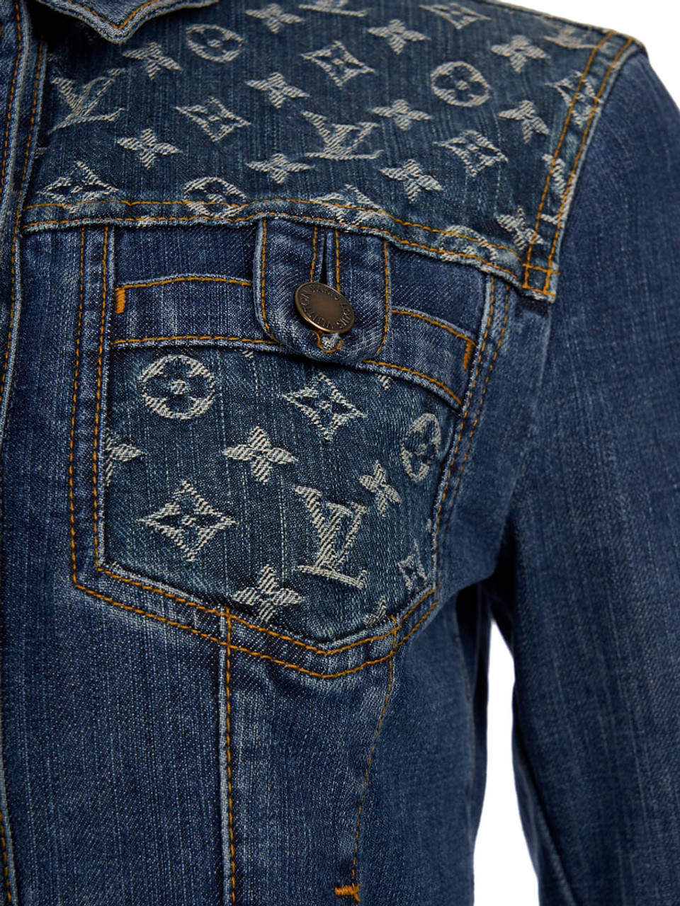 Louis Vuitton Monogram Blue Denim and Silk Jean Jacket - 38 / 6