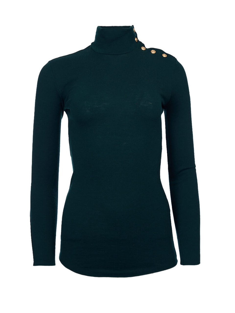 Women Balmain Green Wool Turtle Neck Sweater - Size S UK8 US4 FR36