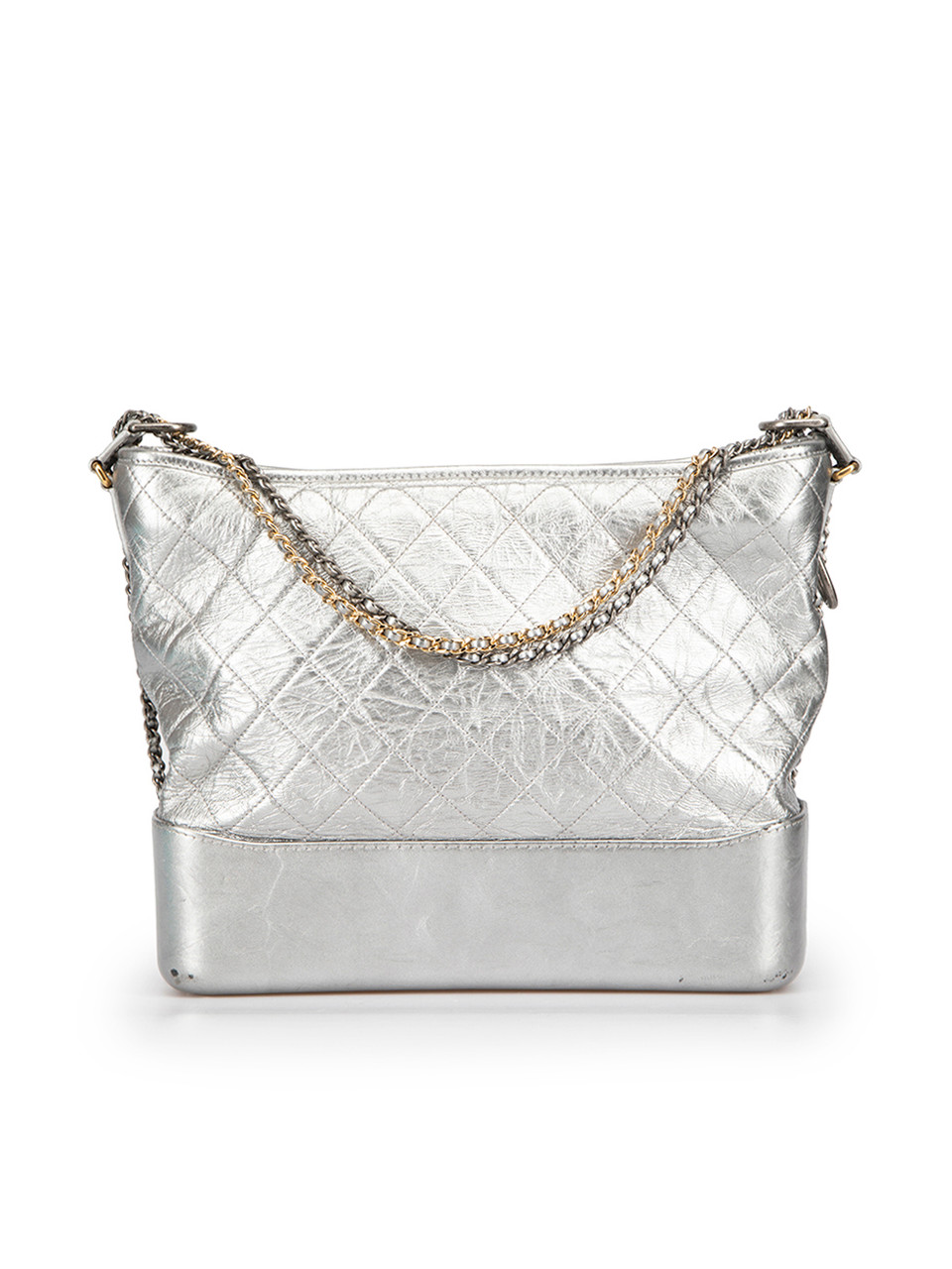 Chanel Silver Quilted Leather Large Gabrielle Hobo Chanel