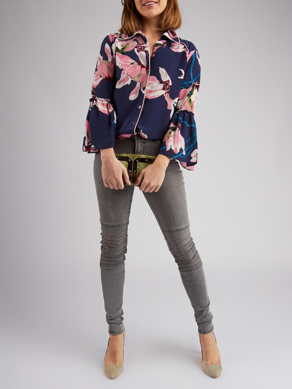 Women Erdem Multicolour Silk Floral Shirt - Size S UK8 US4 FR36