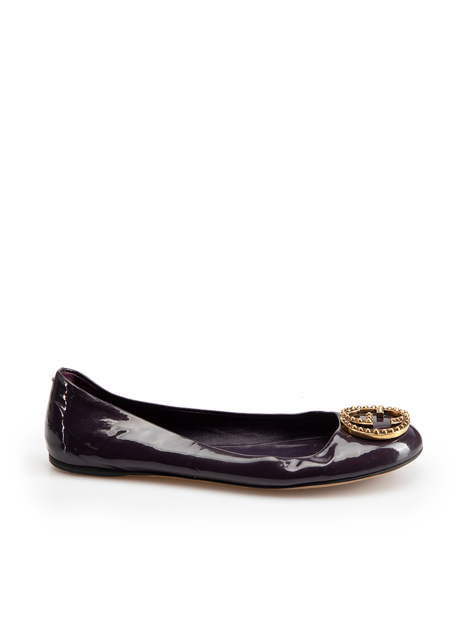 Used Gucci Purple Patent Leather GG Ballet Flats