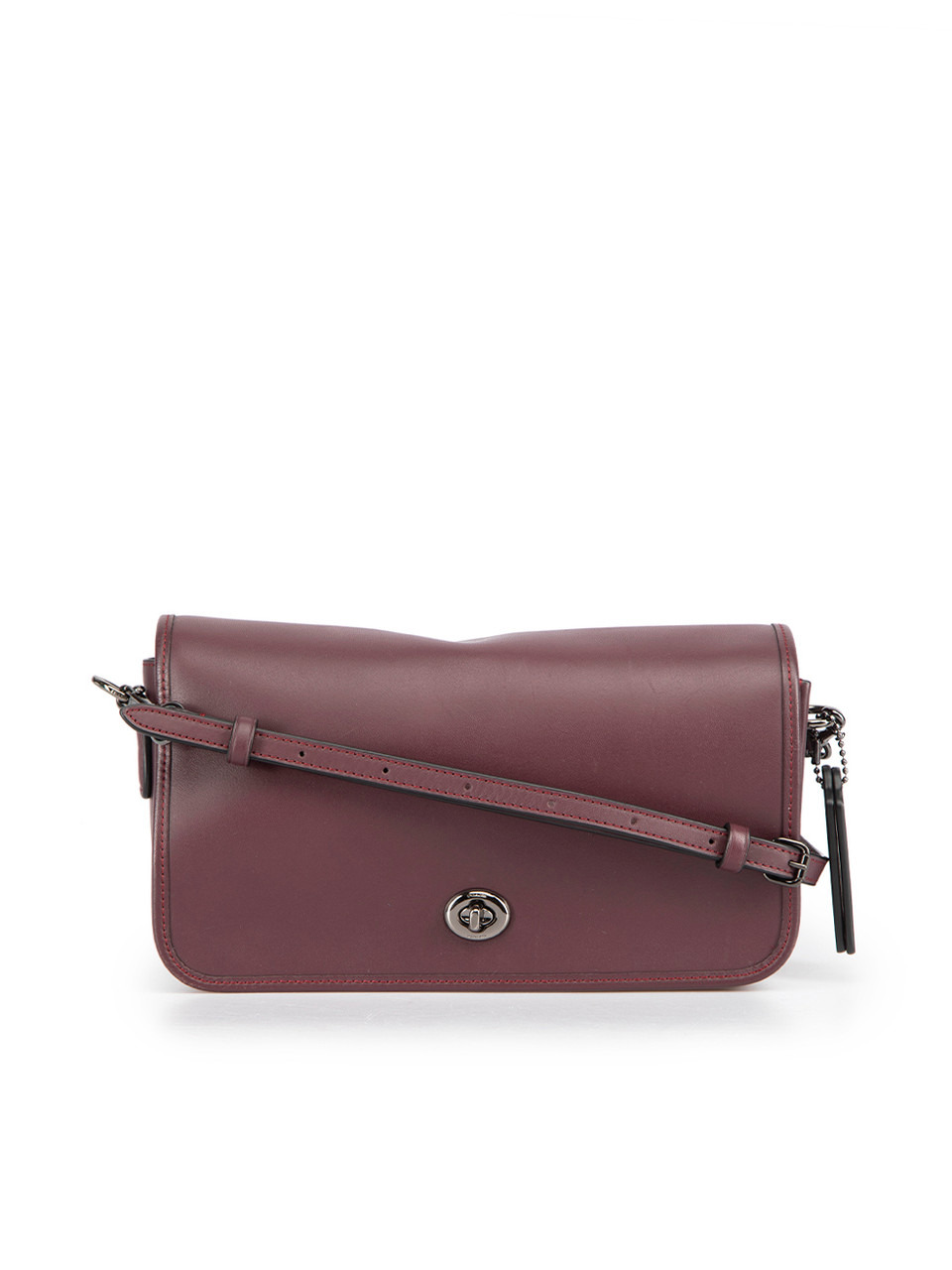 Burgundy Leather Dinky Flap Crossbody Bag