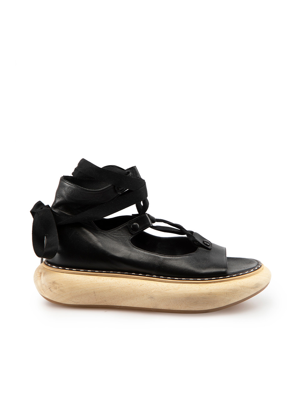 Loewe 2018 Black Leather Wood Platform Sandals Loewe 2018 Black Leather Wood Platform Sandals