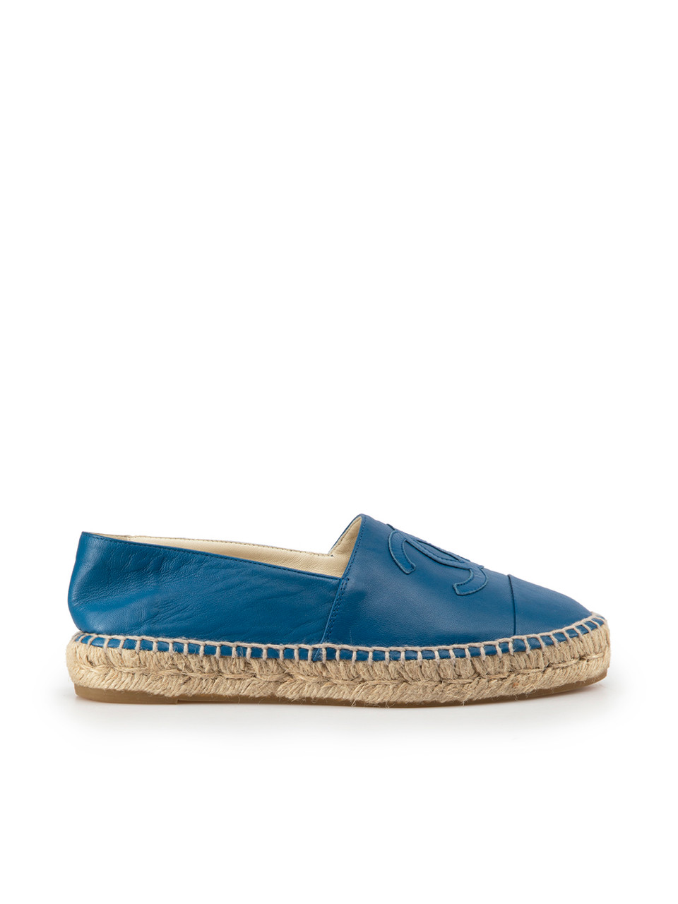 Blue Lambskin Leather CC Espadrilles