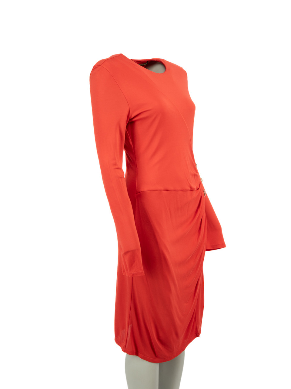 Roberto Cavalli Red Ruched Midi Dress