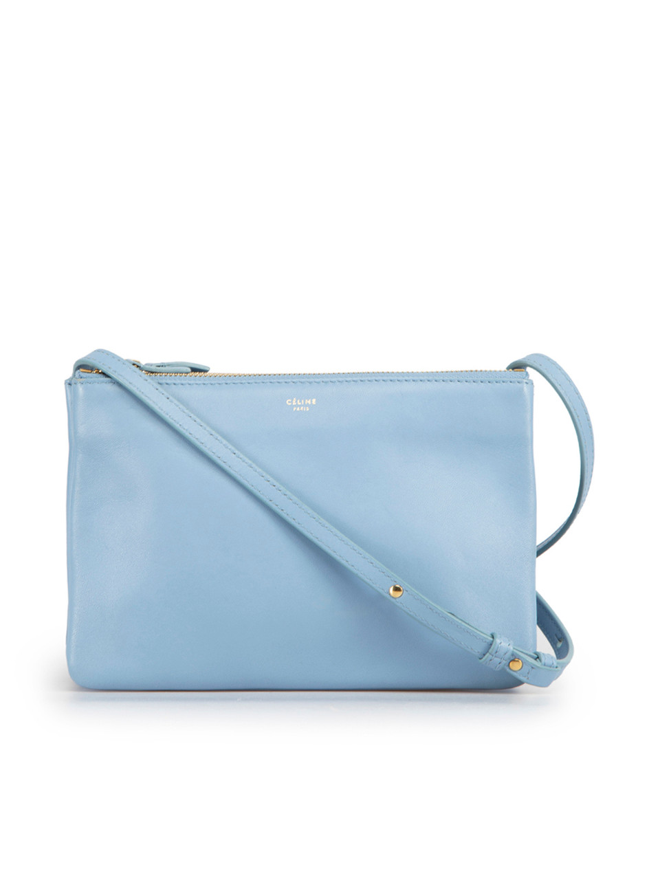 Light Blue Leather Trio Crossbody Bag