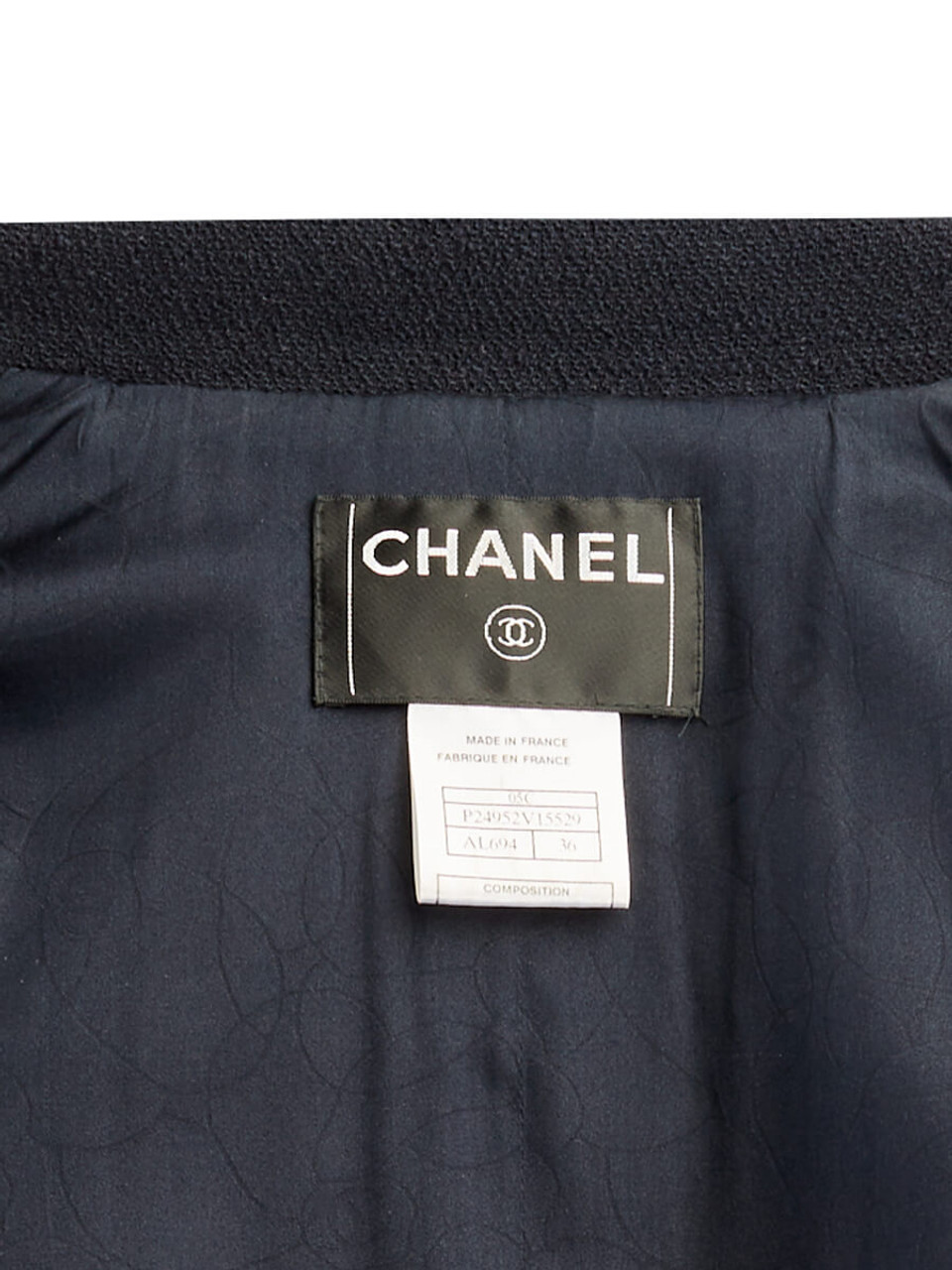 Chanel Navy Wool Perfume Embroidered Pocket Blazer