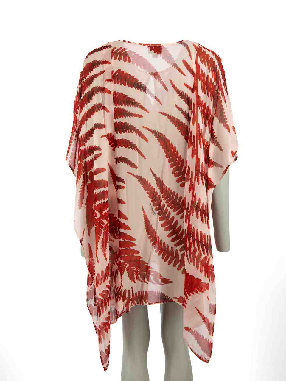 Roberto Cavalli Just Cavalli Pink Fern Print Sheer Kaftan Dress